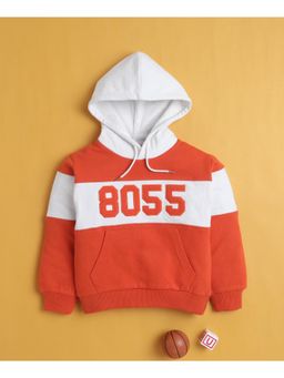 Bumzee - Orange Boys Full Sleeves Cotton Hoodie