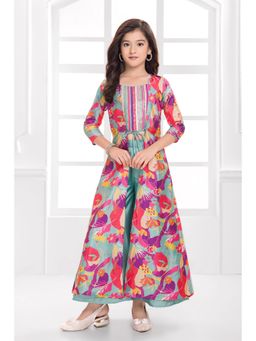 Mini Stitch - Printed Top and Palazzo with Jacket