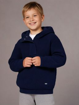 CHERRY CRUMBLE BY NITT HYMAN - Navy Blue Polyester Full Sleeve Winter Sweatshirts