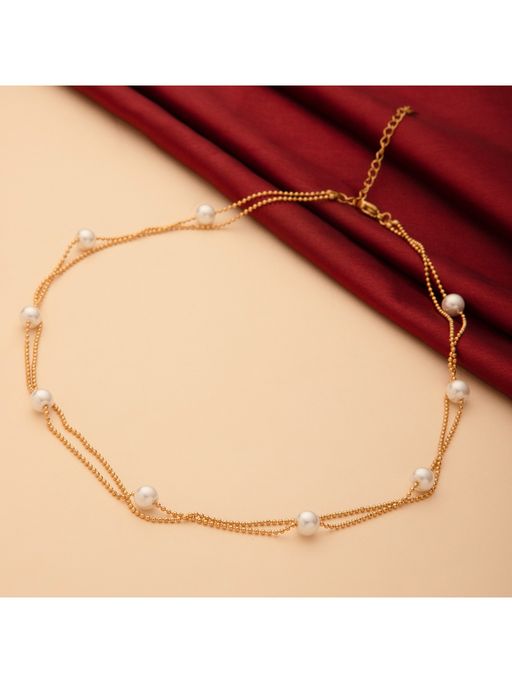 MAASHA Women Gold Plated Layered Pearl Necklace
