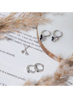 MAASHA - Women Silver-Tone Earrings (Pack of 3 )