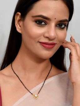 Silvermerc Designs - Gold Plated Beaded Diamond Pendant Mangalsutra