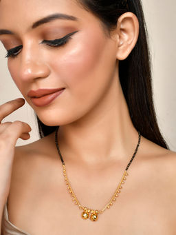 Silvermerc Designs - Gold-Plated Black Beaded Mangalsutra