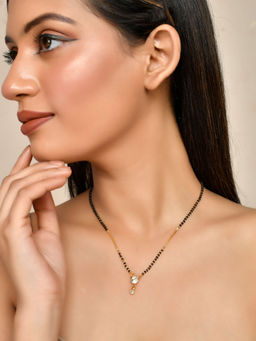 Silvermerc Designs - Gold-Plated White Stone Mangalsutra