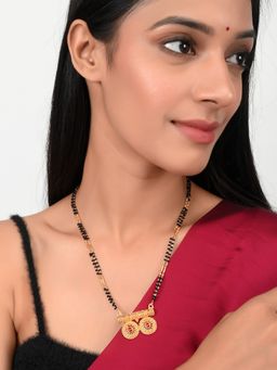 Silvermerc Designs - Gold Plated Red Stone Accents Mangalsutra