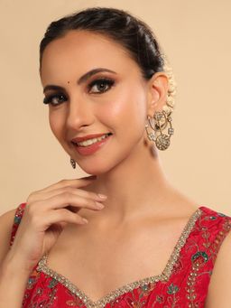 Nuyug - Celestial Trident Kundan Drop Earrings