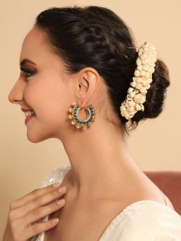 Nuyug - Kanika Floral Green Hoop Earrings