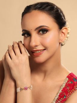 Nuyug - 22K Gold Plated Pink Blossom Pearl Bracelet