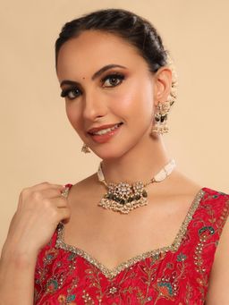 Nuyug - 22K Gold Plated Green Pearl Dew Heritage Choker Necklace Set