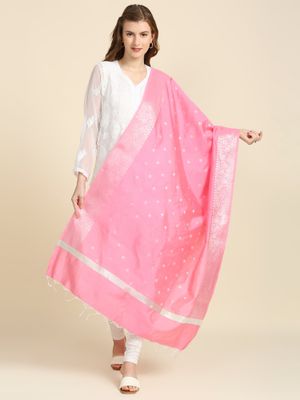 Buy Dupatta Bazaar Women Pink Embroidered Tissue Dupatta Online at Best Prices in India