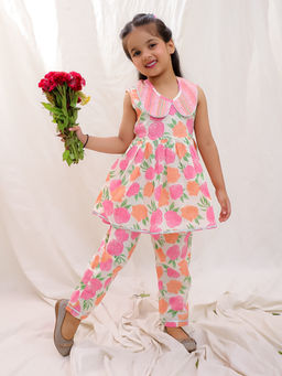 BownBee - Pink Floral Sleeveless Top & Pant