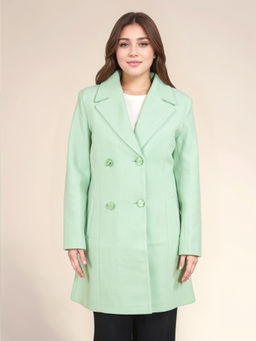 Zink London - Green Solid Slim Fit Overcoat