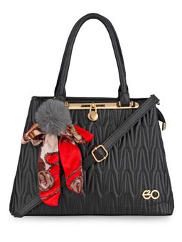E2O - Solid Black And Fancy Woman's Handbag