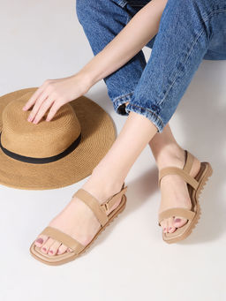 Inc.5 - Womens Beige Casual Solid Open Toe Flat Sandals