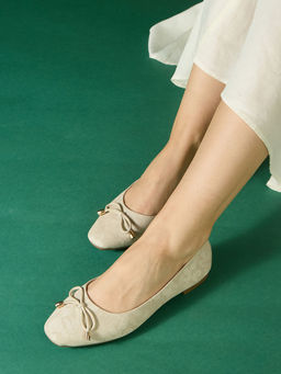 Inc.5 - Womens Beige Casual Printed Pointed Flat Ballerina