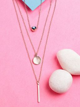 NVR - Womens Rose Gold-Plated Evil Eye Multi Layered Necklace
