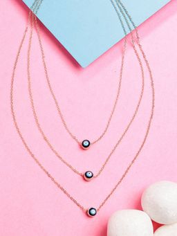 NVR - Womens Gold-Plated Evil Eye Multi Layered Necklace