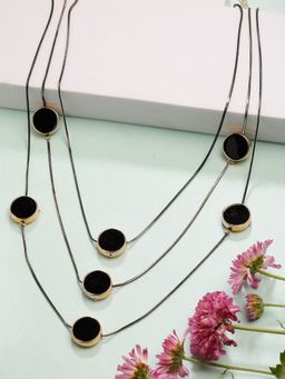NVR - Womens Black Circular Shaped Layered Fashion Necklace