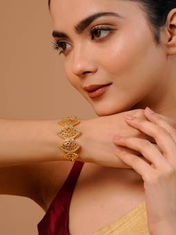 Voylla - White Brass Gold Plated Traditional Bracelet