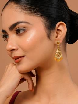 Voylla - White Brass Gold Plated Traditional Pair Of Earrings