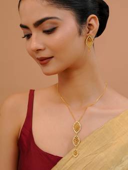 Voylla - White Brass Gold Plated Traditional Jewellery Set