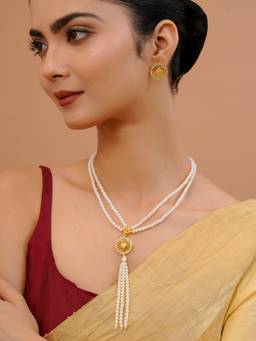 Voylla - White Brass Gold Plated Traditional Jewellery Set