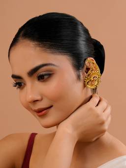 Voylla - White Brass Gold Plated Traditional Pair Of Earrings