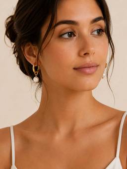 ZAISHA - White Stainless Steel 18K Gold Plated Pair Of Earrings