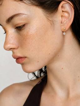 ZAISHA - White Stainless Steel 18K Gold Plated Pair Of Earrings