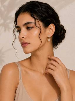 ZAISHA - White Stainless Steel 18K Gold Plated Pair Of Earrings
