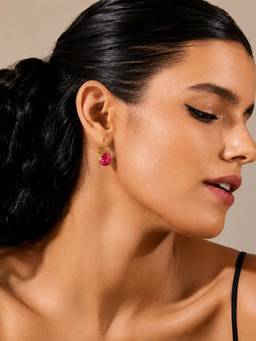 ZAISHA - Pink Stainless Steel 18K Gold Plated Pair Of Earrings
