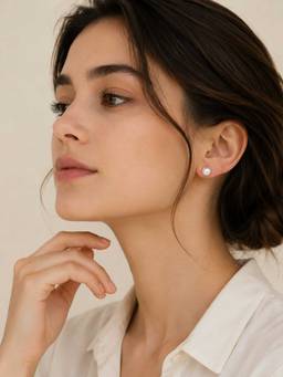 ZAISHA - White Stainless Steel 18K Gold Plated Pair Of Earrings