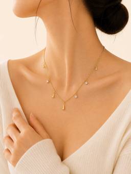 ZAISHA - White Stainless Steel 18K Gold Plated Necklace