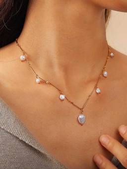 ZAISHA - White Stainless Steel 18K Gold Plated Necklace