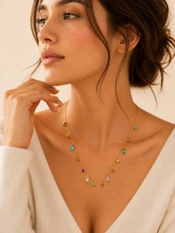 ZAISHA - Multi-Color Stainless Steel 18K Gold Plated Necklace