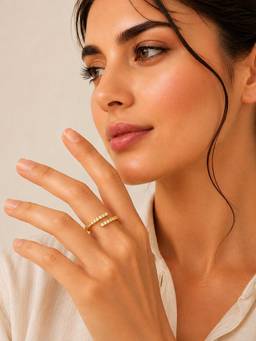 ZAISHA - White Stainless Steel 18K Gold Plated Ring