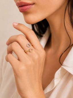 ZAISHA - White Stainless Steel 18K Gold Plated Ring