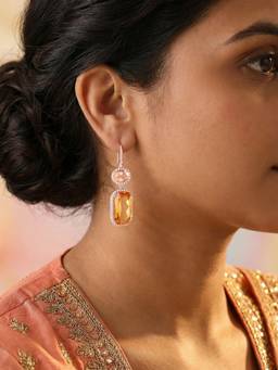 Ornate Jewels - Multi-Color Sterling Silver Rose Gold Plated Silver Jewellery Pair Of Earrings