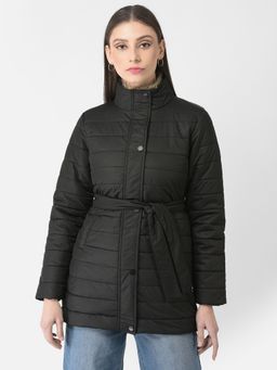 CRIMSOUNE CLUB - Women Black Longline Tie Up Jacket