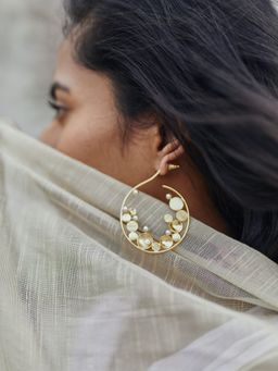 Dhwani Bansal - Hoops In 22K Gold Plated Brass With Freshwater Pearls Making A Statement