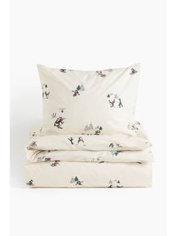 H&M - White Patterned Duvet Cover Set