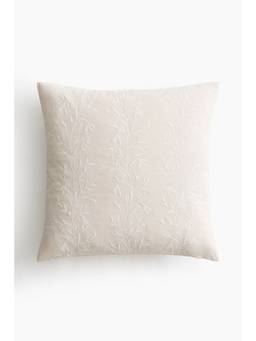 H&M - Beige Embroidered Linen-Blend Cushion Cover