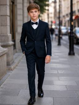 Kids Island - Little Gentleman’s Shirt With Pant Waistcoat Bowtie & Blazer - Teal Blue