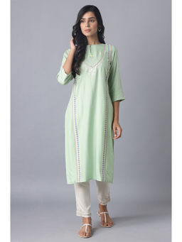 WISHFUL by W - Green Floral Kurta