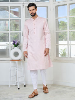 See Designs - Men Peach Embellished Kurta