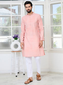 See Designs - Men Peach Printed Kurta