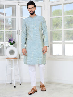 See Designs - Men Blue Printed Kurta