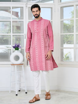 See Designs - Men Pink Printed Kurta