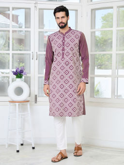 See Designs - Men Purple Printed Kurta