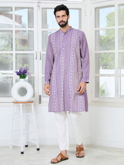 See Designs - Men Purple Printed Kurta